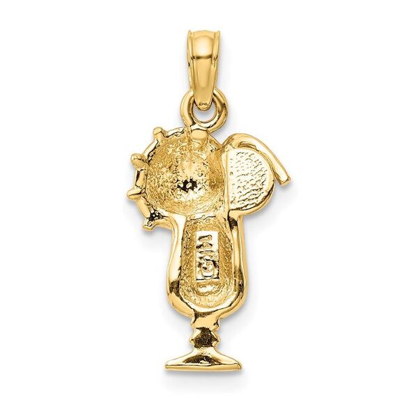 14k Yellow Gold and Enamel Tropical Drink Pendant - Picture 3 of 6